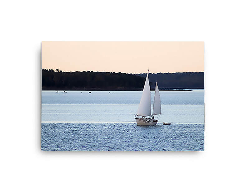 Three Tides Sailboat Canvas, Sailboat Water Photo Scene Canvas