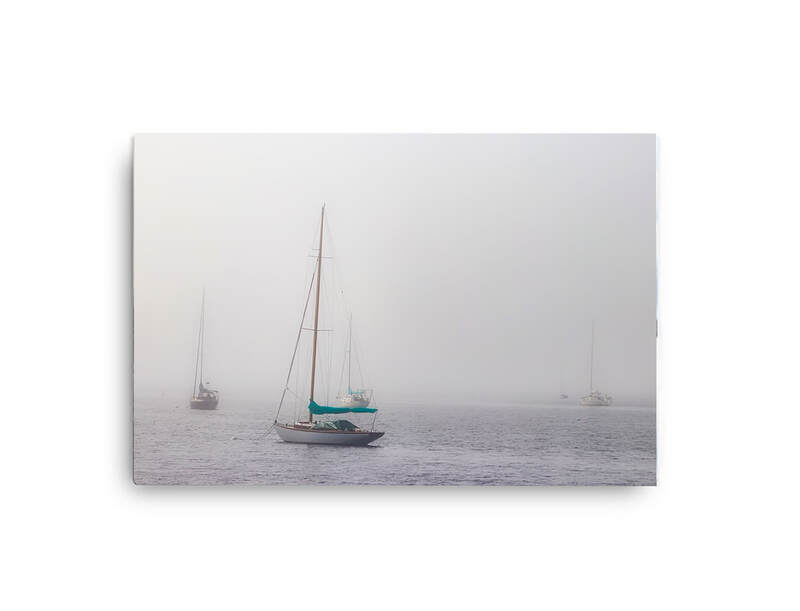 Penobscot Bay-Boats In Fog Canvas, Photo Sail Boats Water Scenes Canvas