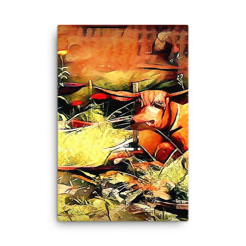 Bull at the Farm, Canvas, Artistic Colorful Designed Farm Animal Canvas