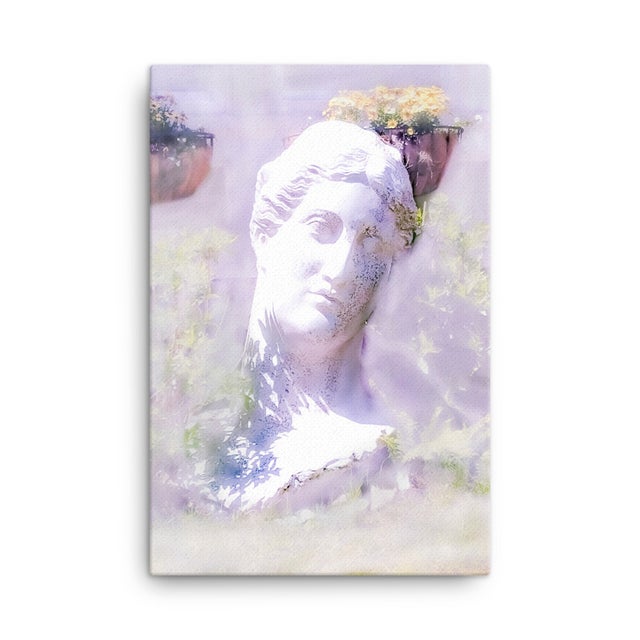 Lady Statue Canvas, Flower Nature Spring Sculpture Photo Canvas