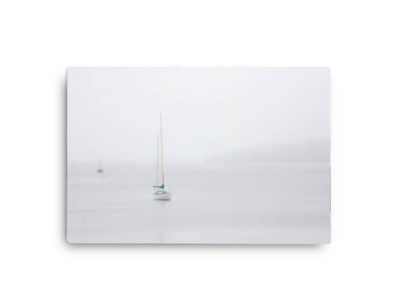 Sailboat In Fog Canvas, Fog Boat Ocean Photo Scenes Canvas
