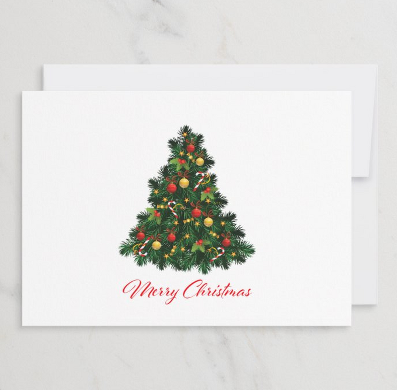 4x6 inch Flat Matte Christmas Cards, &quot;Merry Christmas&quot; Christmas Tree Card